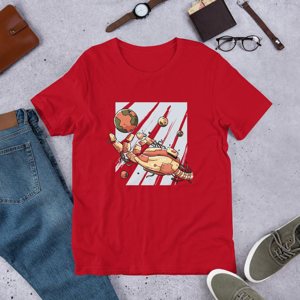 Robotic Hand Half Sleeve T-Shirt — Red