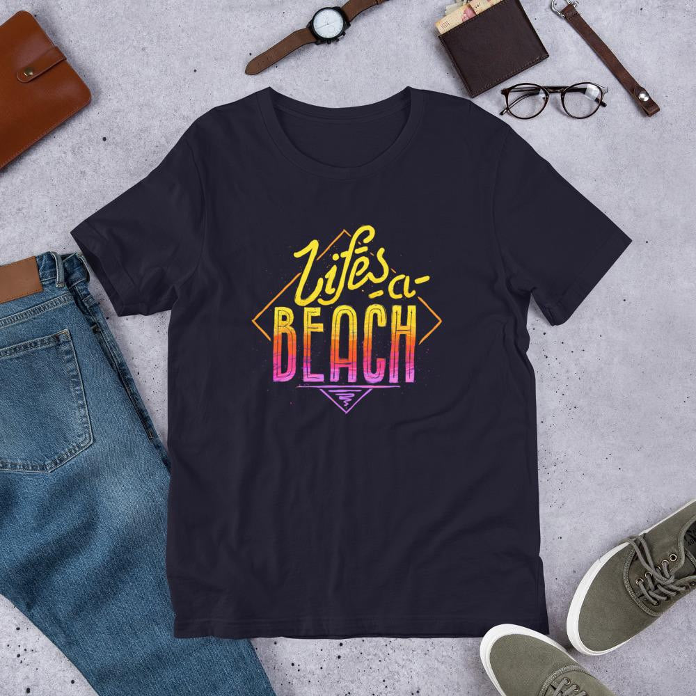 Life's A Beach Half Sleeve T-Shirt — Navy