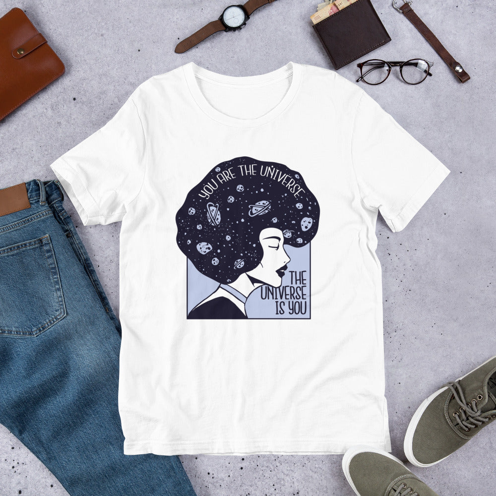 Universe Girl science tee front graphic – Fourth Dimension Club
