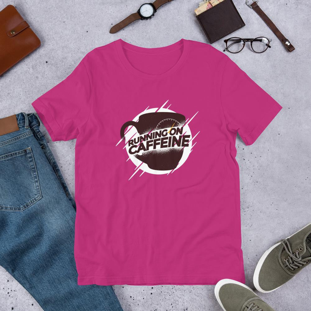 Running On Caffeine Half Sleeve T-Shirt — Berry