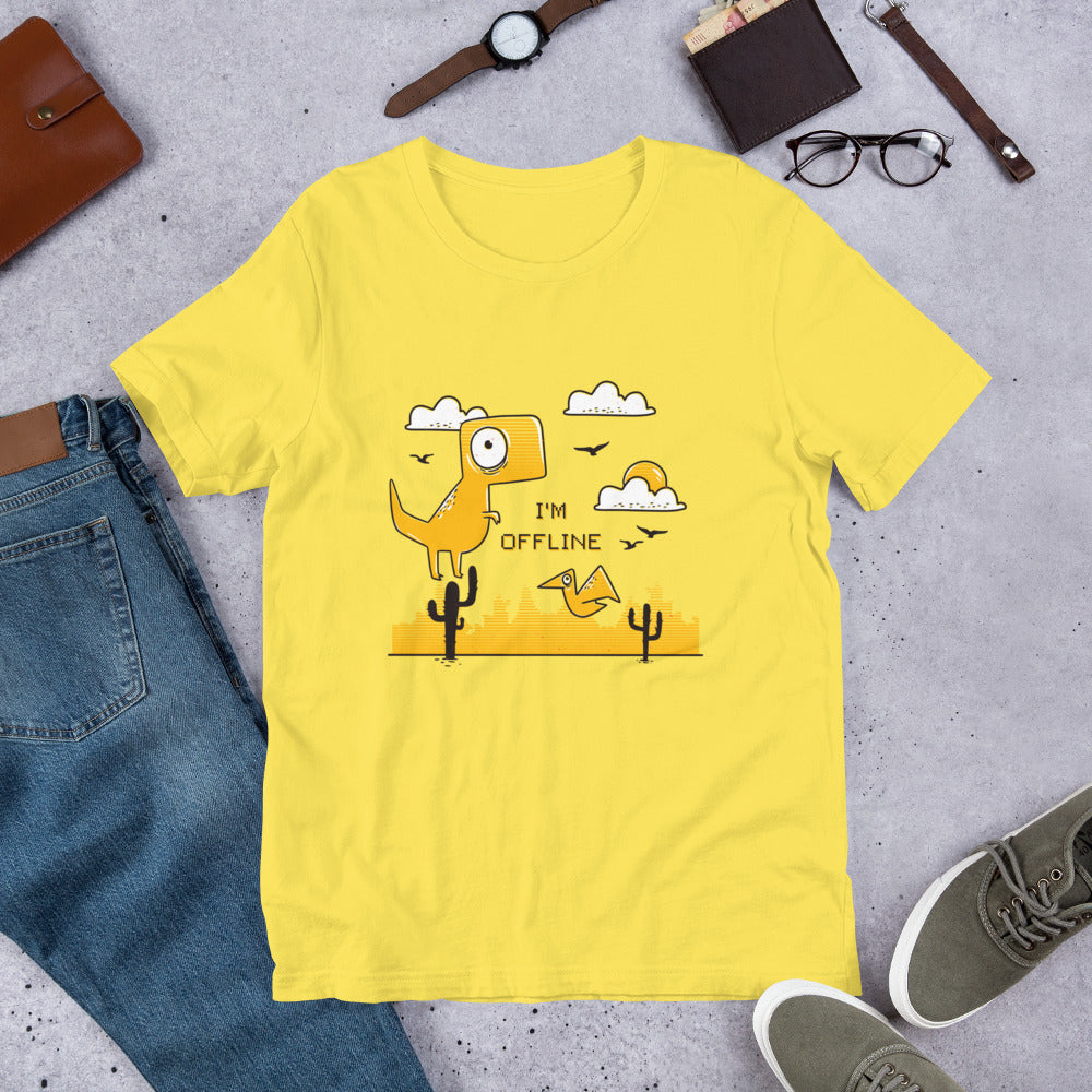 I'm Offline Half -Sleeve T-Shirt — Yellow