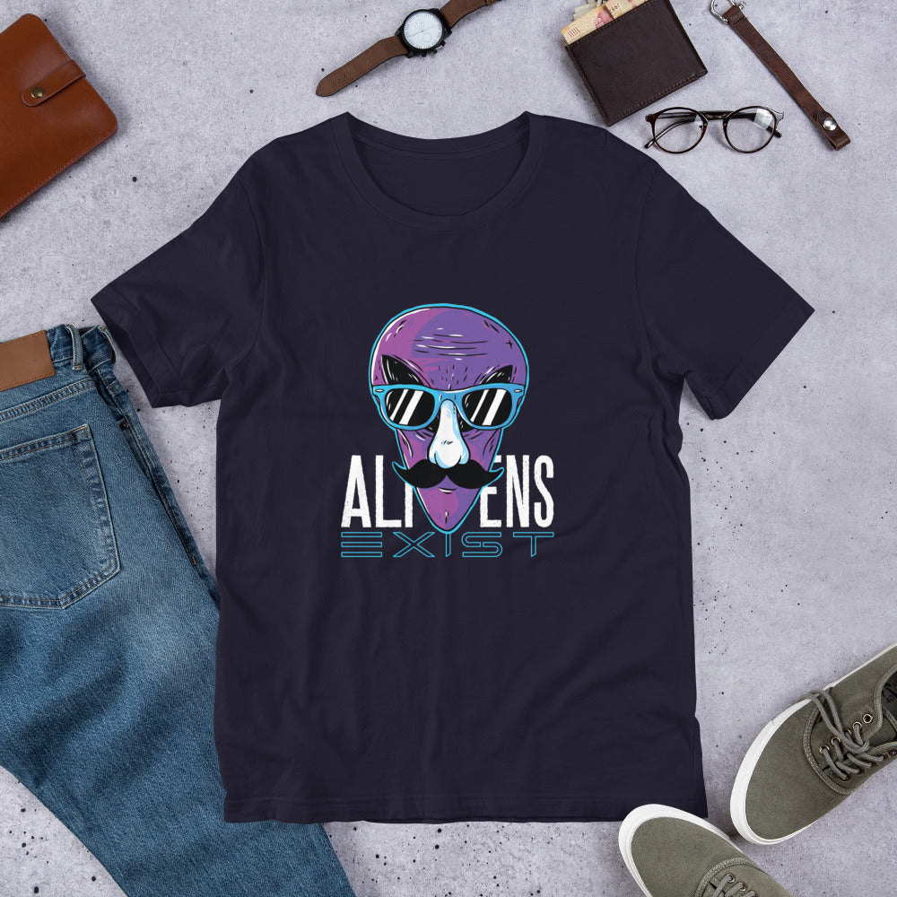 Aliens Exist Half-Sleeve T-Shirt — Navy
