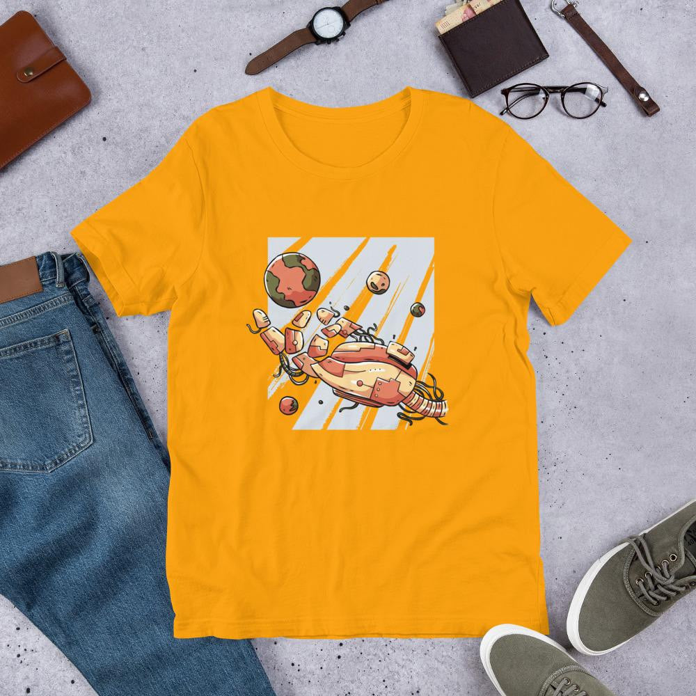 Robotic Hand Half Sleeve T-Shirt — Gold