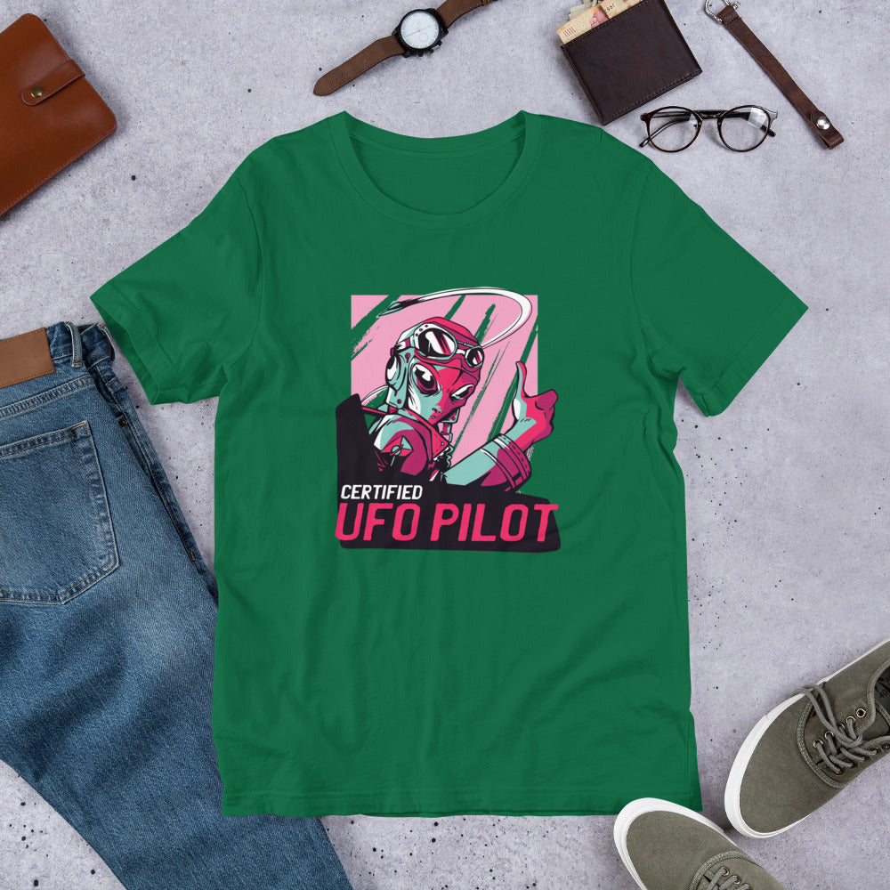 Certified UFO Pilot Half-Sleeve T-Shirt — Kelly