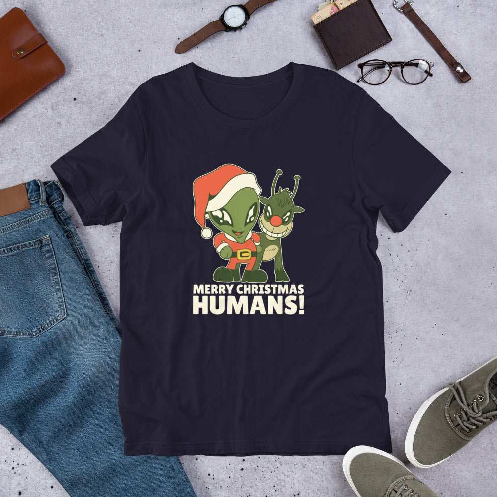 Alien Christmas Half-Sleeve T-Shirt — Navy