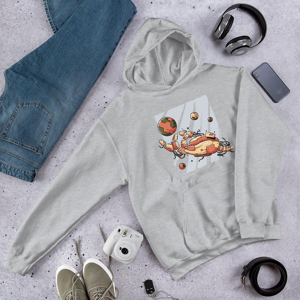 Robotic Hand Unisex Hooded Sweatshirt — Sport Grey