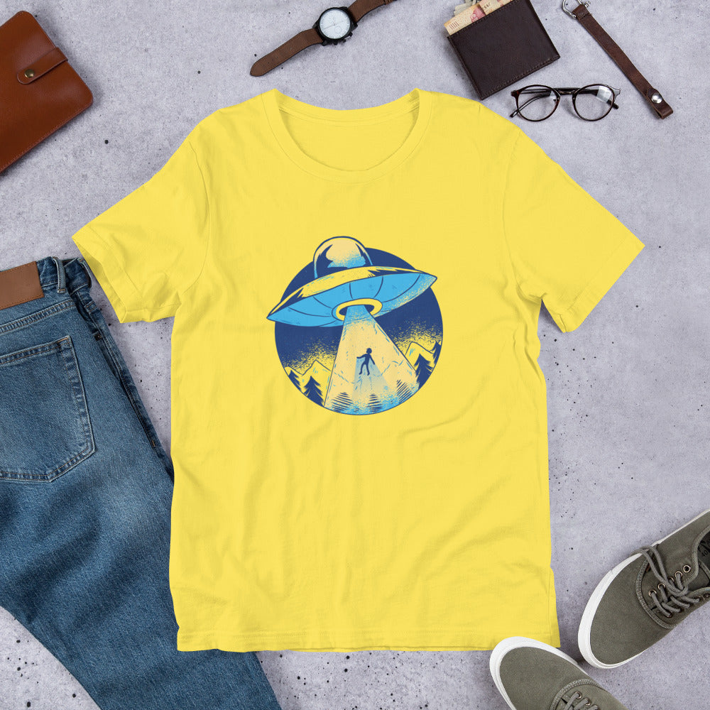 Alien Abduction Half-Sleeve T-Shirt — Yellow