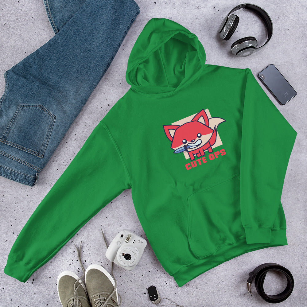Cute Fox Unisex Hooded Sweatshirt — Irish Green