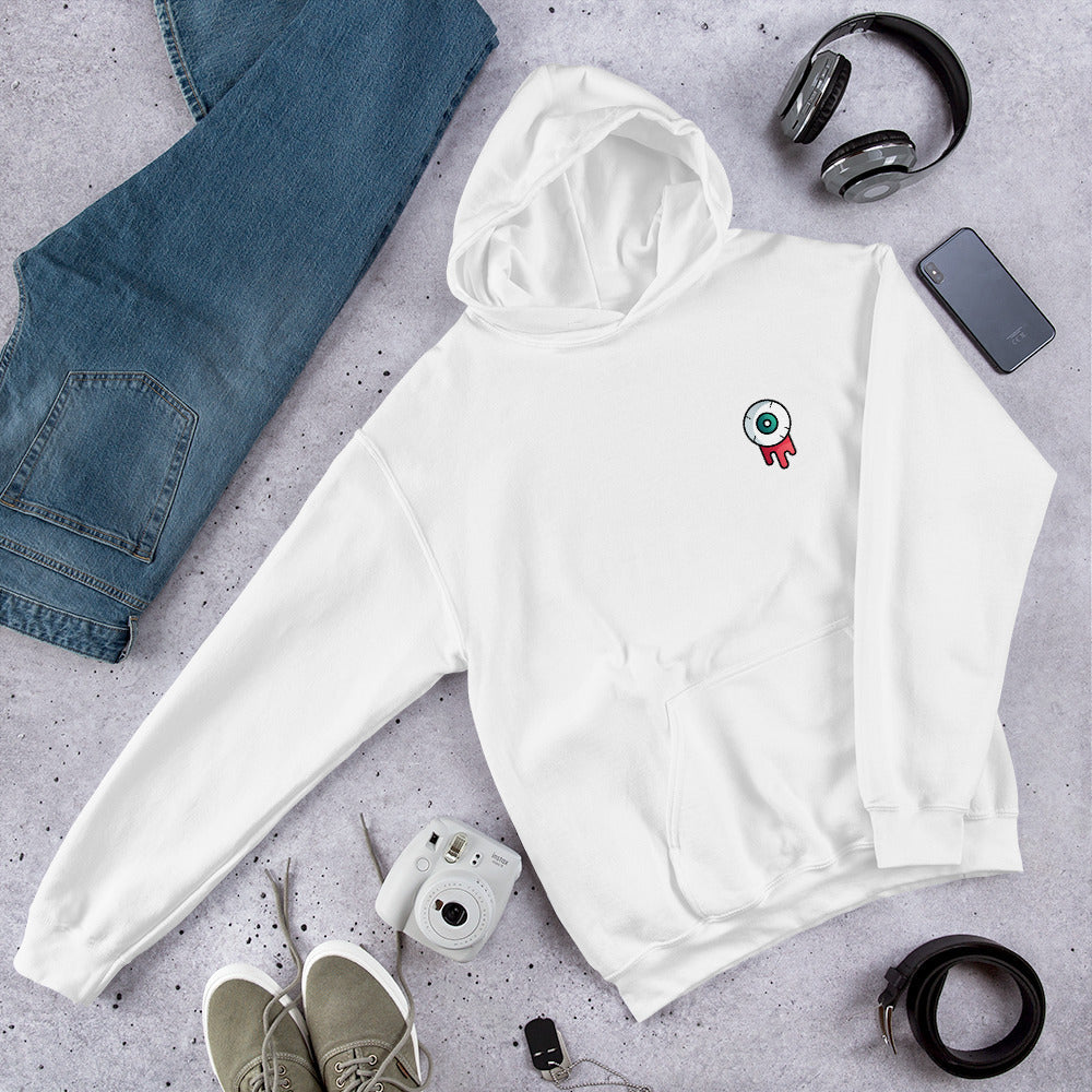 Bleeding Eye pocket graphic hoodie front – Fourth Dimension Club