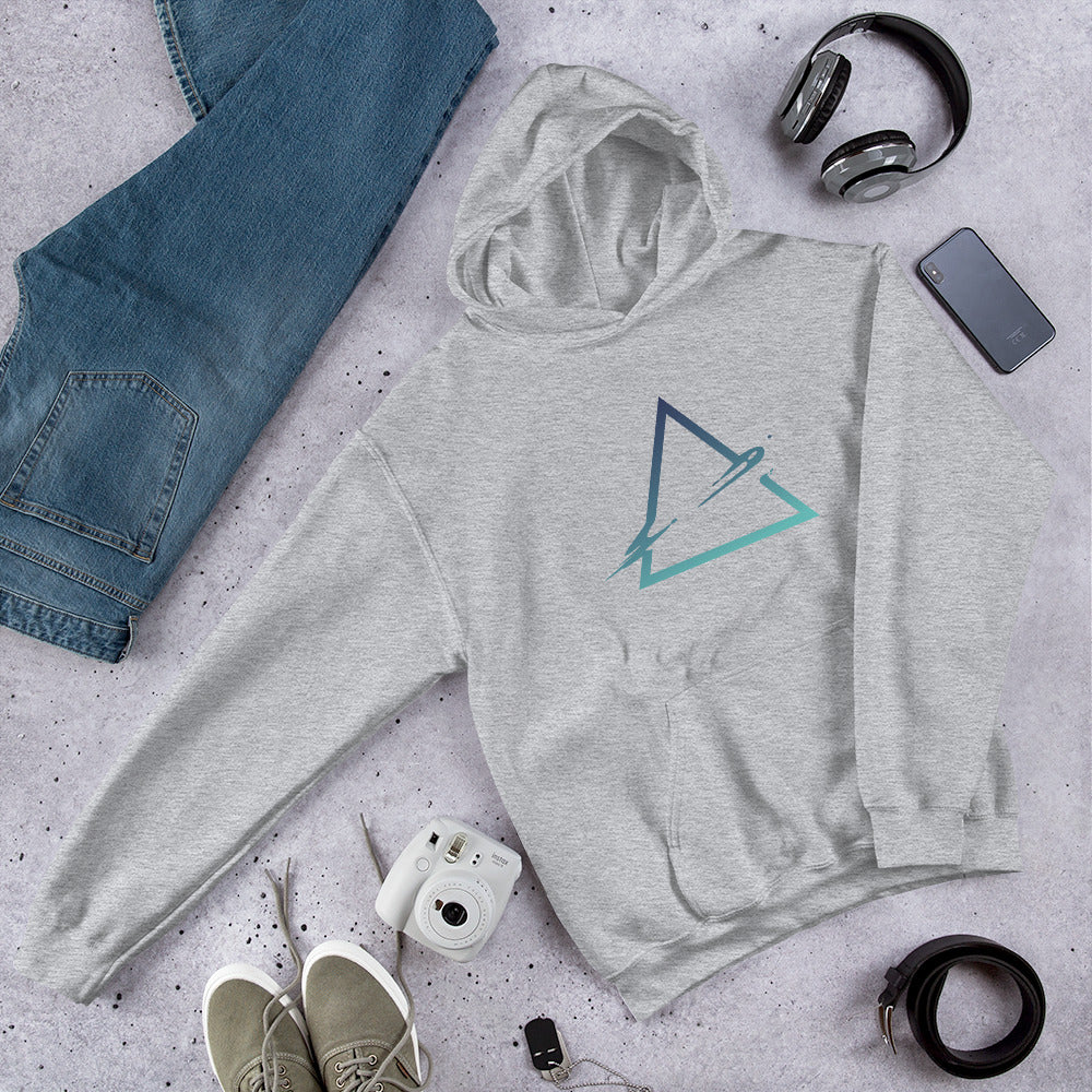 Triangle Abstract Unisex Hooded Sweatshirt — Sport Grey