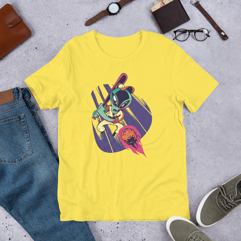 Alien baseball Half-Sleeve T-Shirt — Yellow