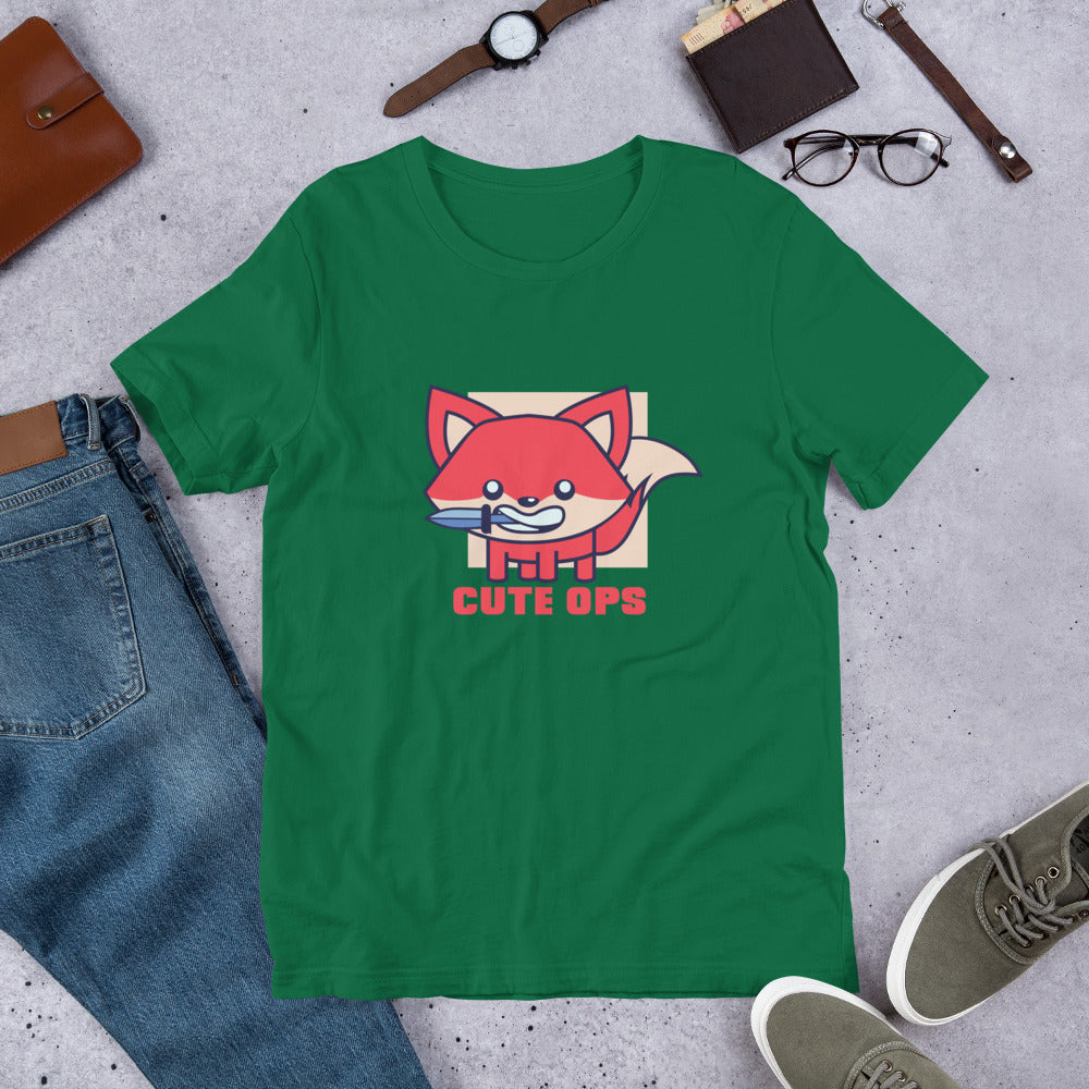 Cute Fox Half-Sleeve T-Shirt — Kelly
