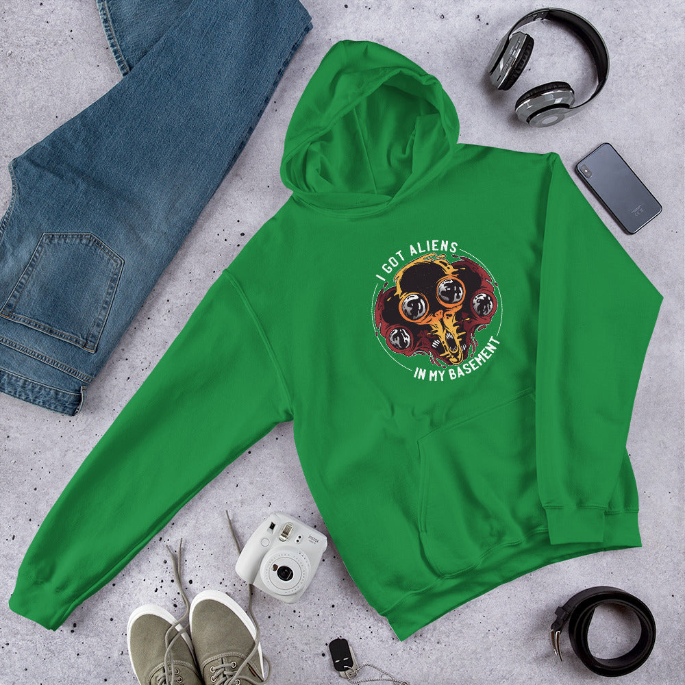 Aliens In Basement Unisex Hooded Sweatshirt — Irish Green