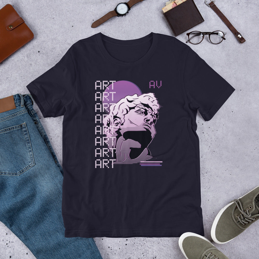 Vaporwave Art Half-Sleeve T-Shirt — Navy