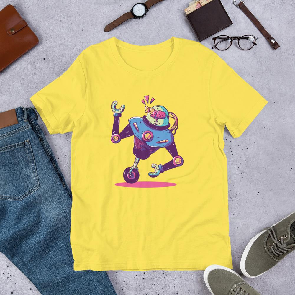 Mono Wheel Robot Half Sleeve T-Shirt — Yellow