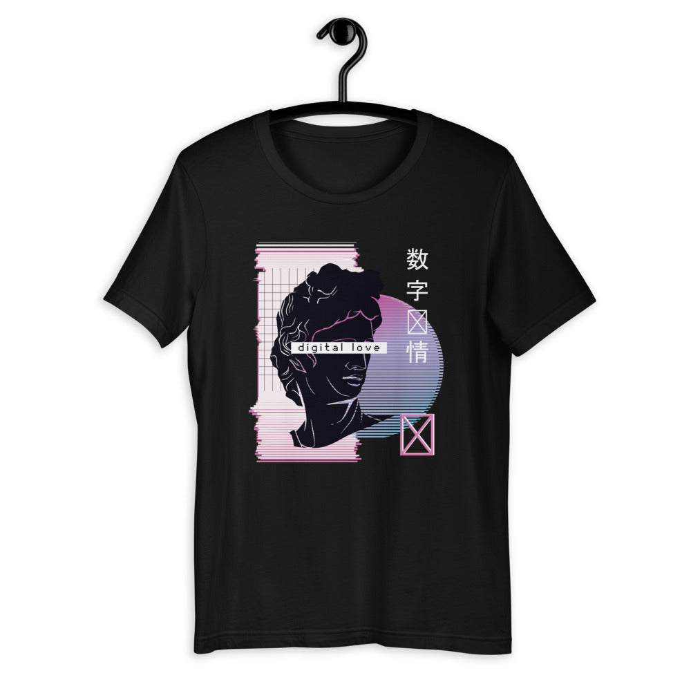 Vaporwave Digital Love Half-Sleeve Unisex T-Shirt — Black