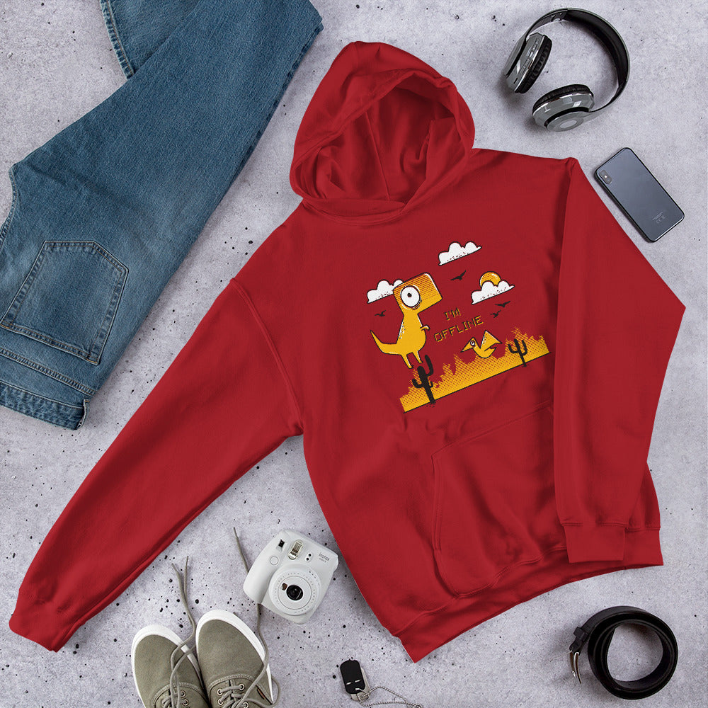 I'm Offline Unisex Hooded Sweatshirt — Red