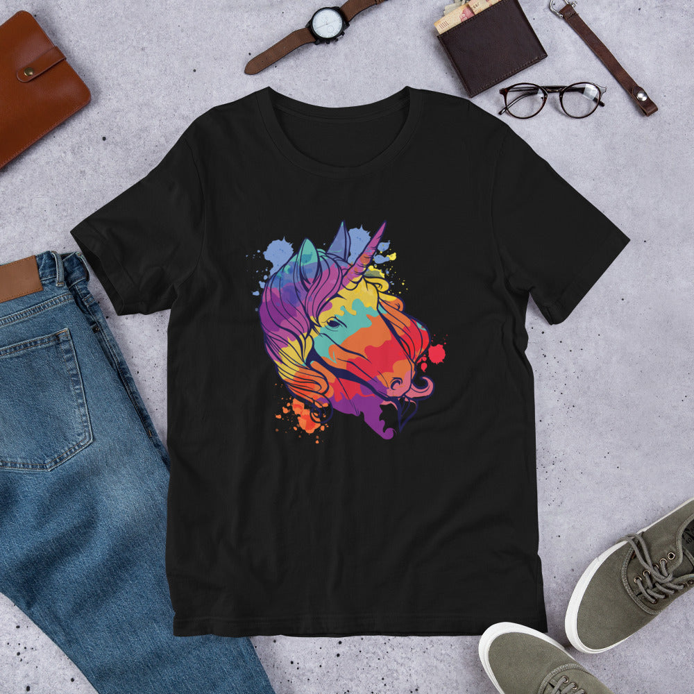 Colorful Unicorn graphic tee front print – Fourth Dimension Club