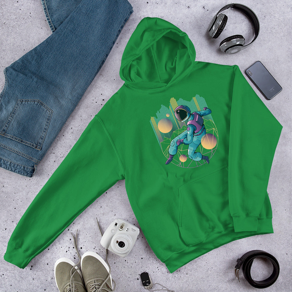 Techno Astronaut Unisex Hooded Sweatshirt — Irish Green
