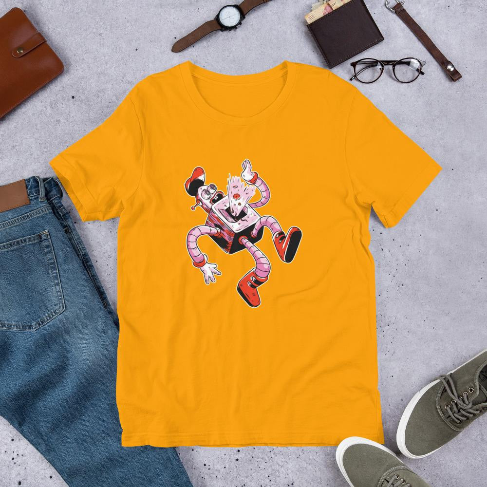 Falling Robot Half Sleeve T-Shirt — Gold