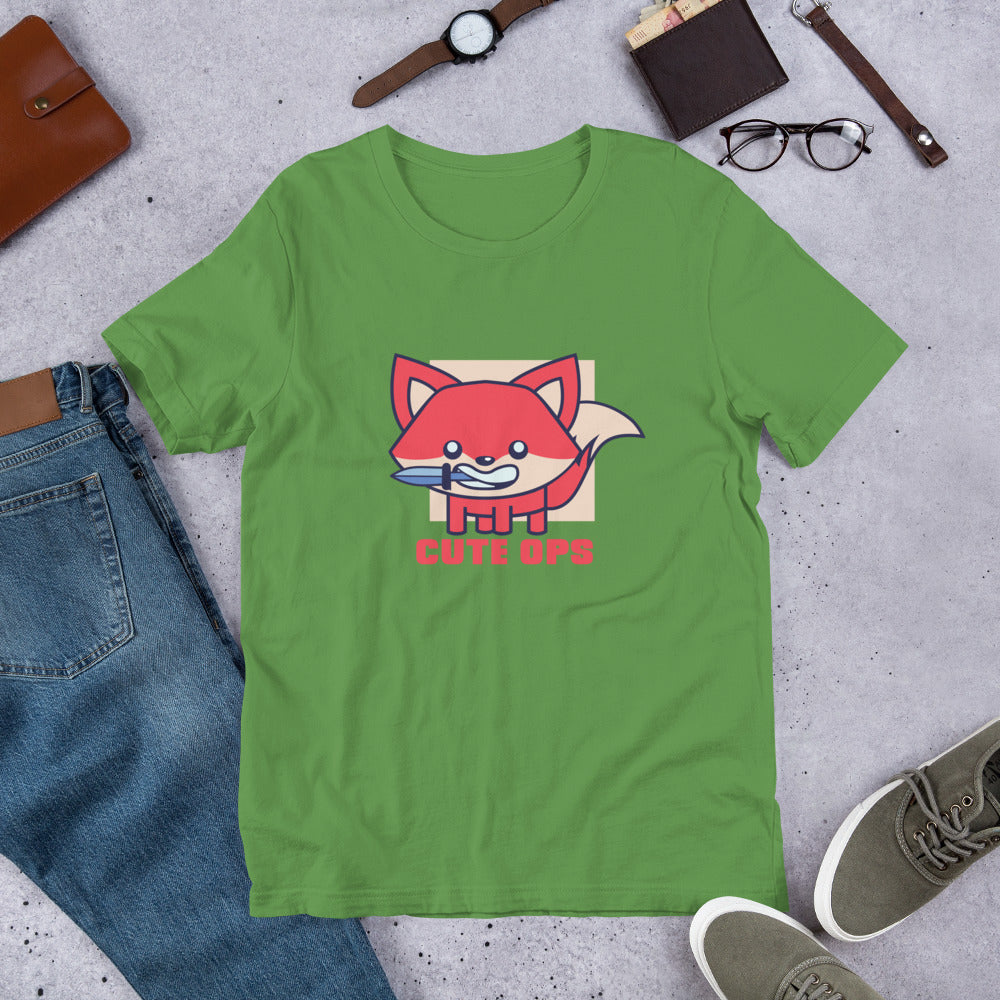 Cute Fox Half-Sleeve T-Shirt — Leaf