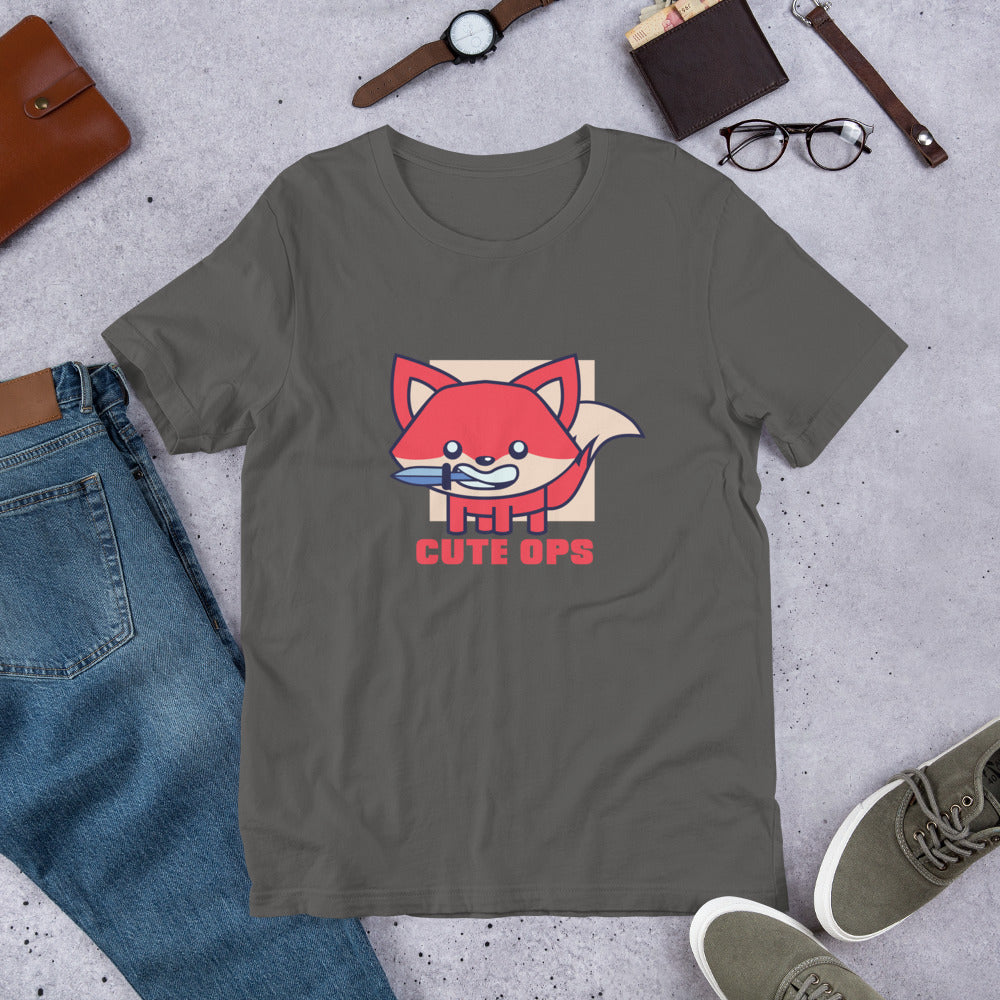 Cute Fox Half-Sleeve T-Shirt — Asphalt