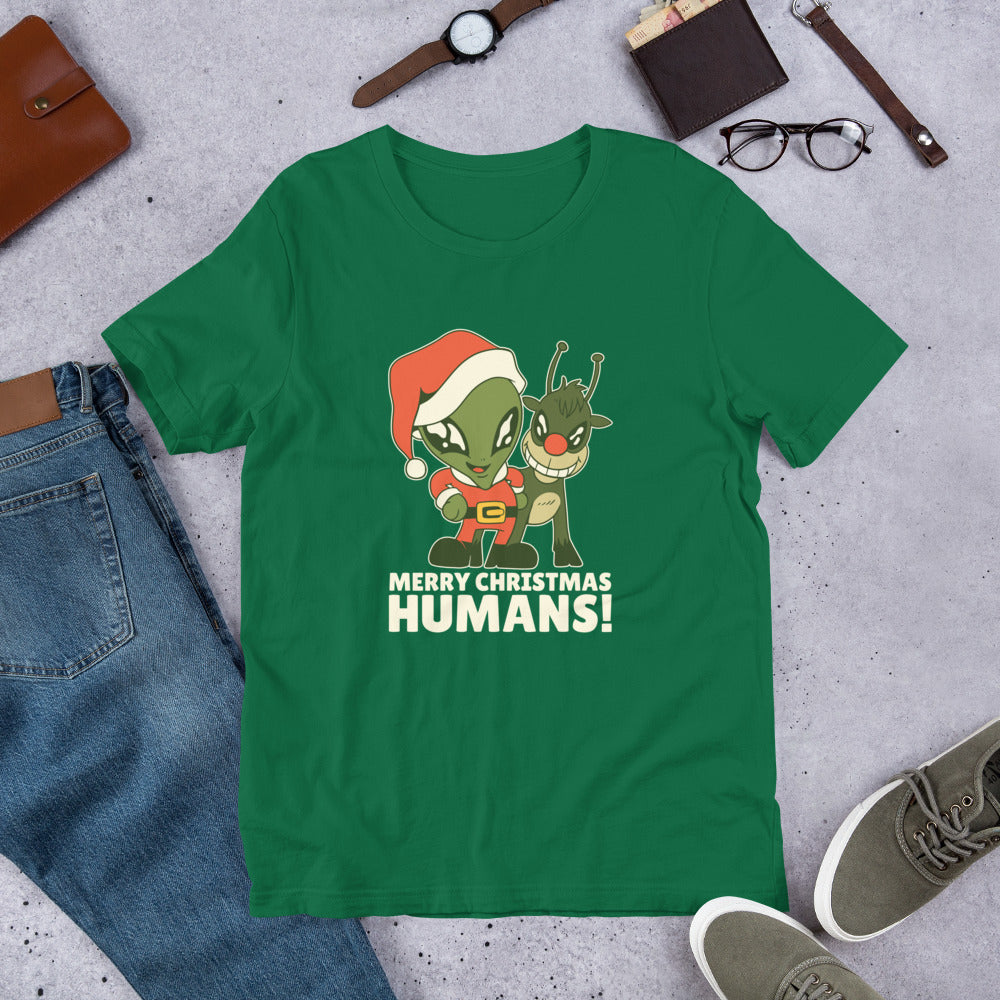 Alien Christmas Half-Sleeve T-Shirt — Kelly