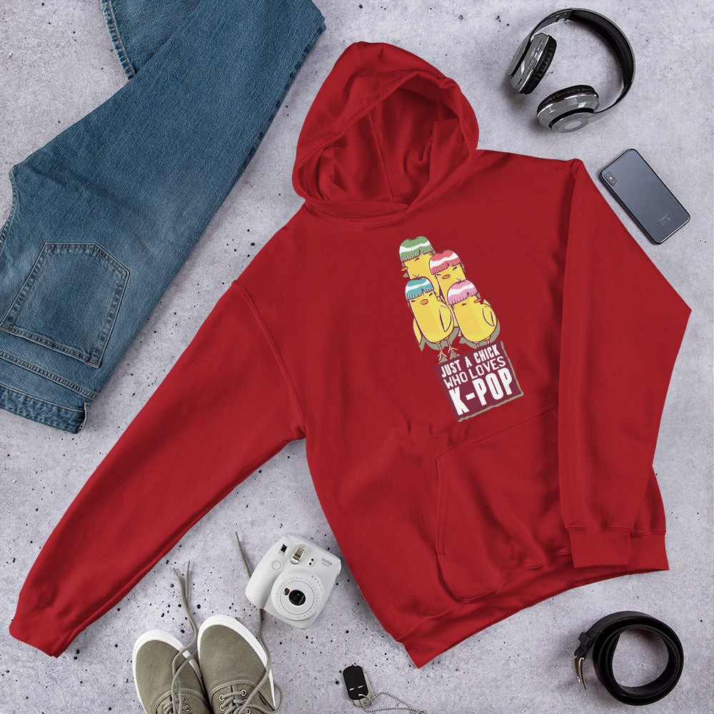 K-pop Chick Unisex Hooded Sweatshirt — Red