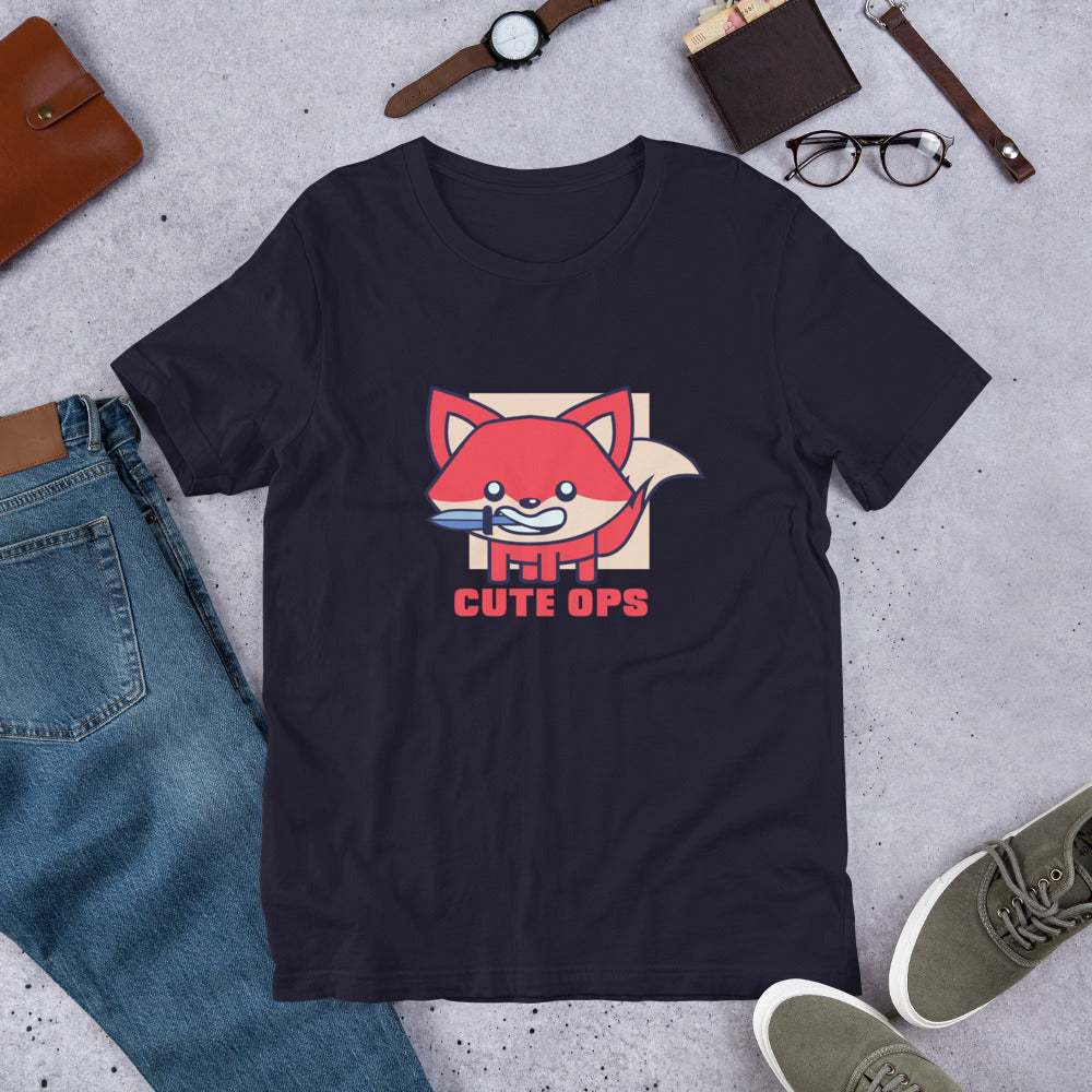 Cute Fox Half-Sleeve T-Shirt — Navy