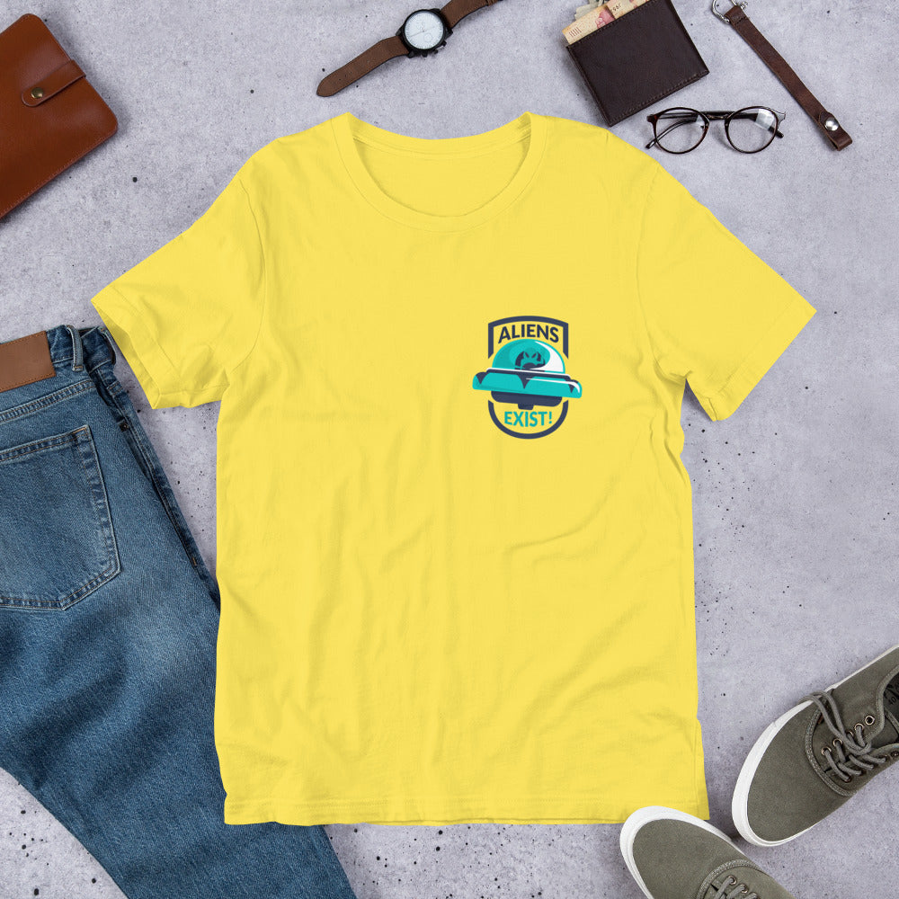 Alien Exist Half-Sleeve Unisex T-Shirt — Yellow