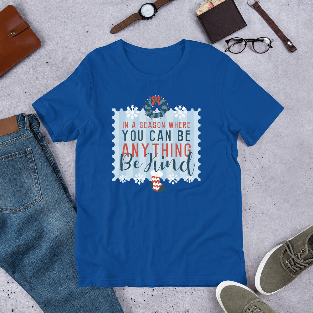 Be Kind Christmas Half-Sleeve T-Shirt — True Royal