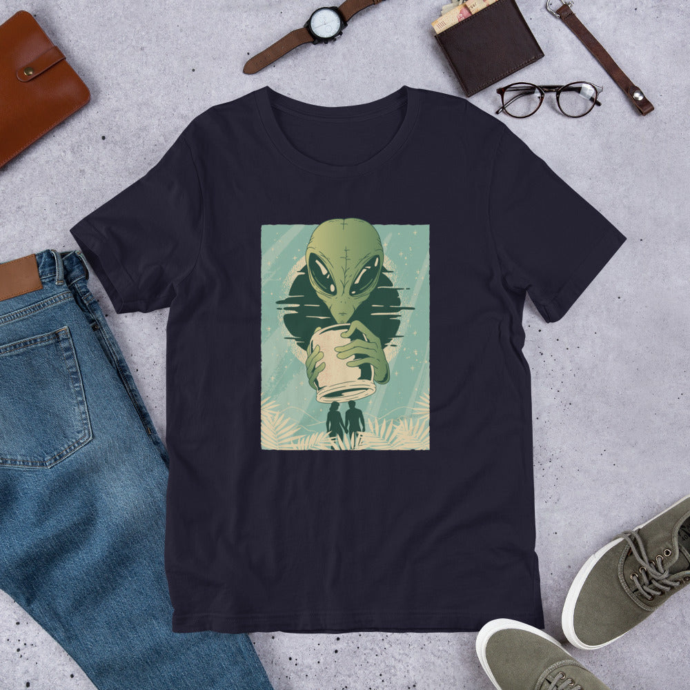 Alien Humans Abstract Half-Sleeve T-Shirt — Navy