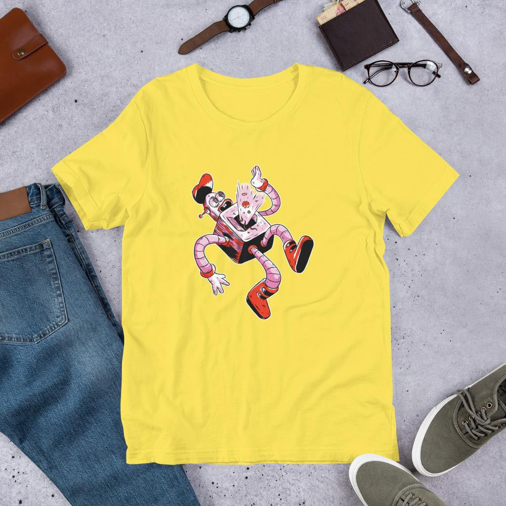Falling Robot Half Sleeve T-Shirt — Yellow