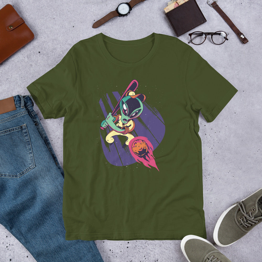Alien baseball Half-Sleeve T-Shirt — Olive