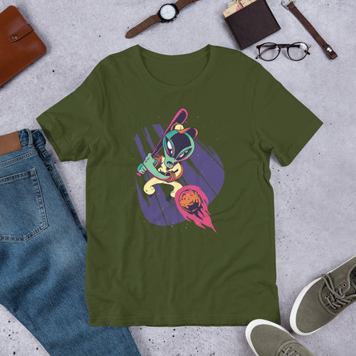 Alien baseball Half-Sleeve T-Shirt — Olive