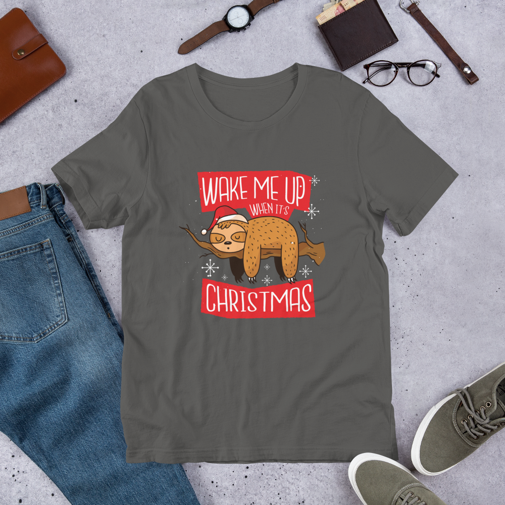 Wake Me Christmas Half-Sleeve T-Shirt — Asphalt