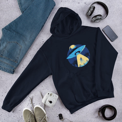 Alien Abduction Unisex Hooded Sweatshirt — Navy