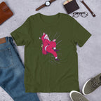 Santa Climbing Half-Sleeve T-Shirt — Olive