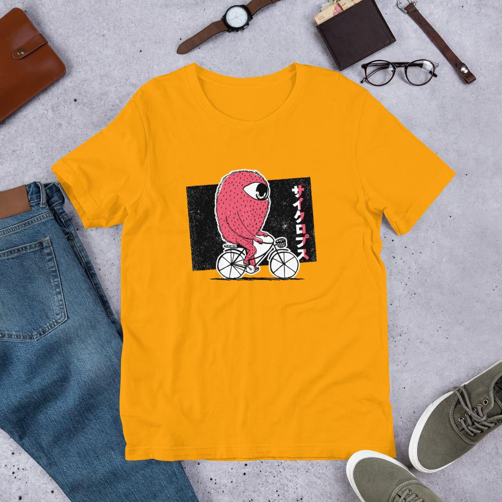 Cyclops Riding Bike Half Sleeve T-Shirt — Gold
