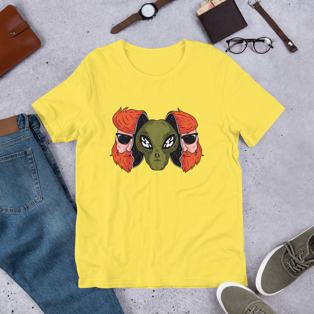 Alien Hipster Half-Sleeve T-Shirt — Yellow