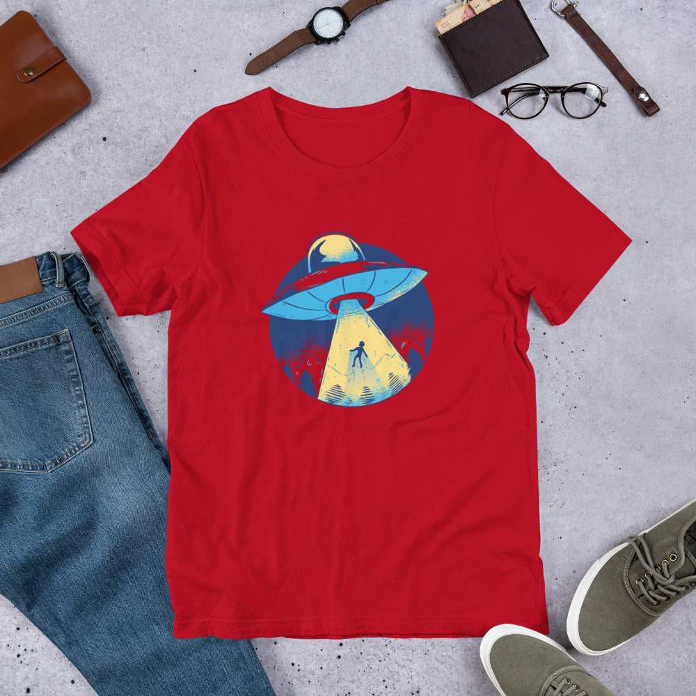 Alien Abduction Half-Sleeve T-Shirt — Red