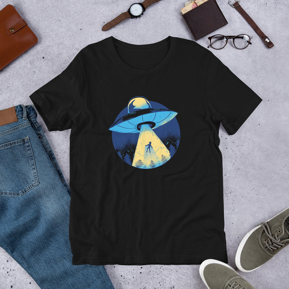 Alien Abduction Half-Sleeve T-Shirt — Black