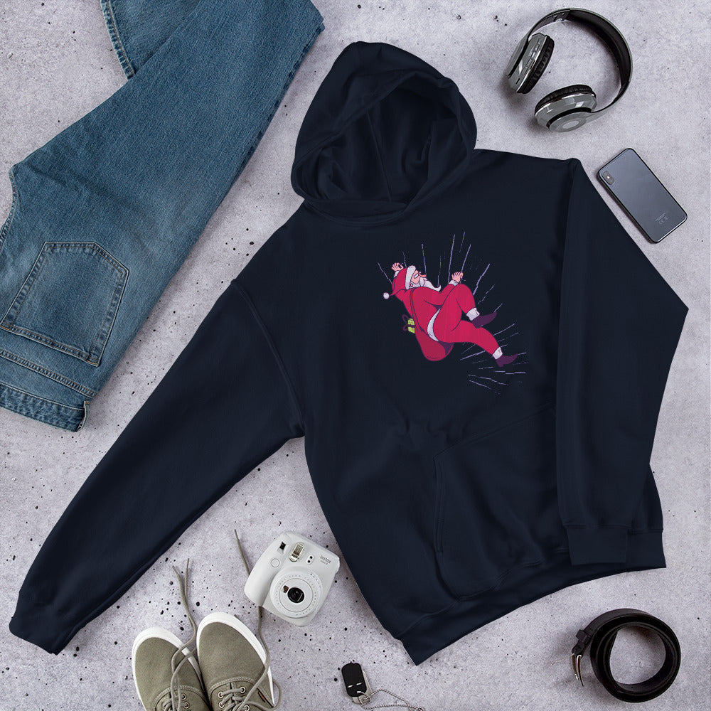Santa Climbing Unisex Hooded Sweatshirt — Navy
