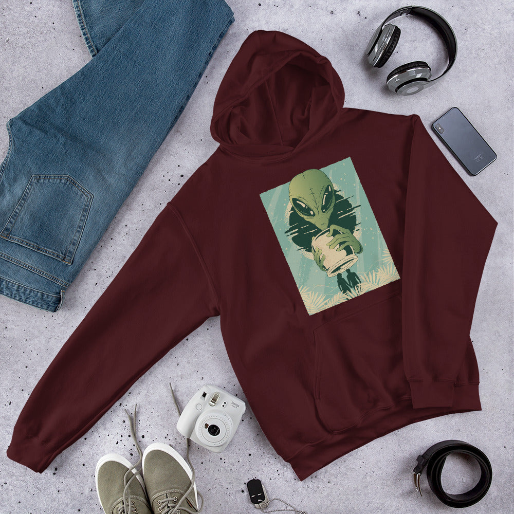 Alien Humans Abstract Unisex Hooded Sweatshirt — Maroon