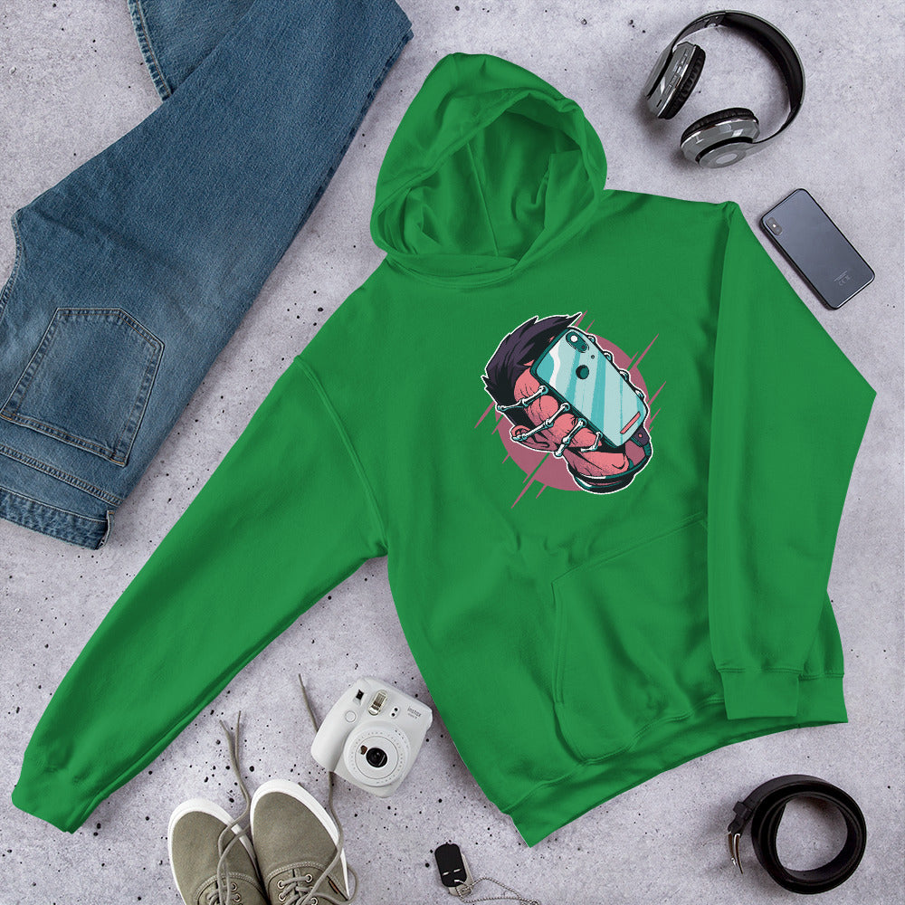 Face Hugger Phone Unisex Hooded Sweatshirt — Irish Green