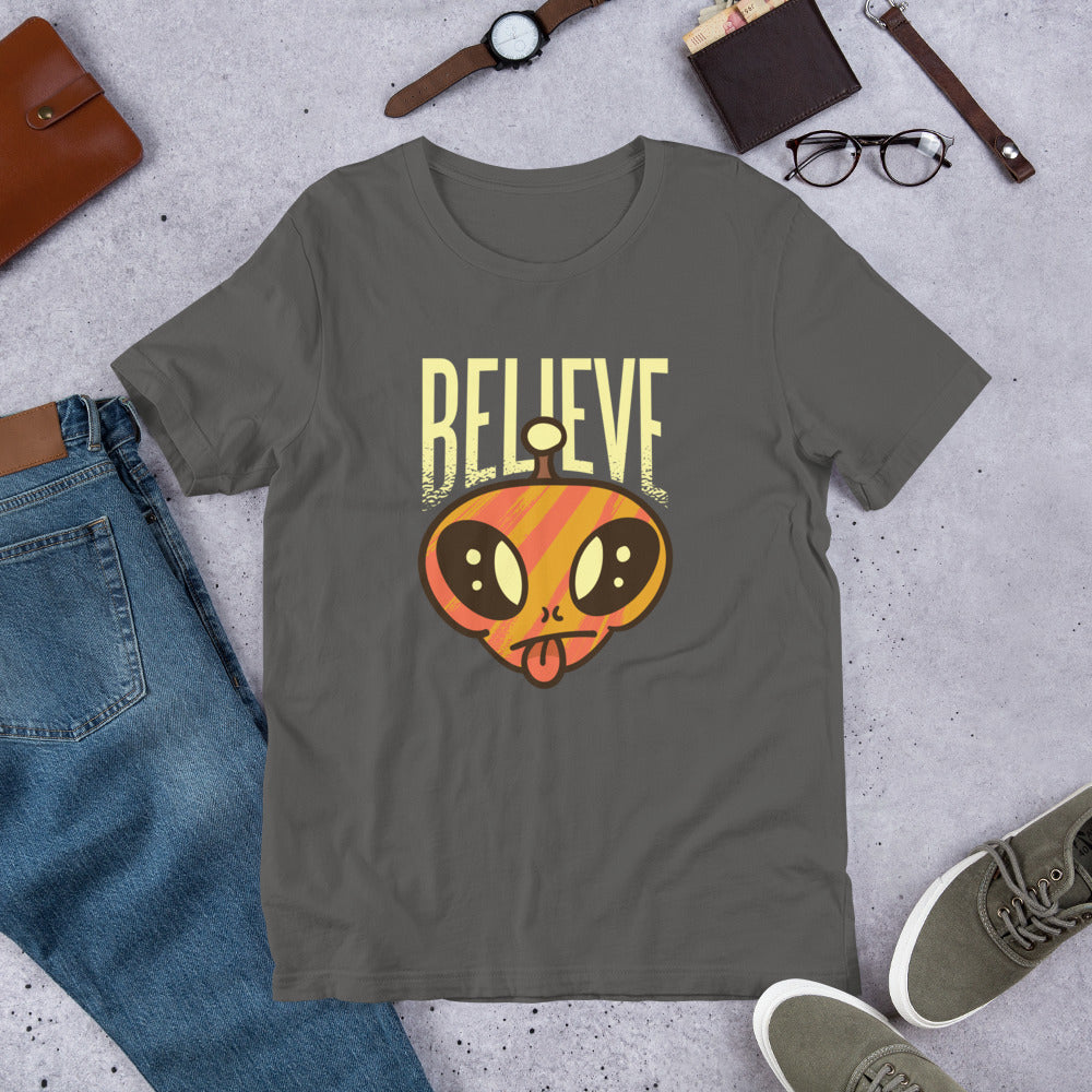 Believe Alien Half-Sleeve T-Shirt — Asphalt