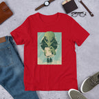 Alien Humans Abstract Half-Sleeve T-Shirt — Red