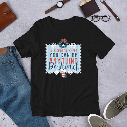 Be Kind Christmas graphic tee front – Fourth Dimension Club