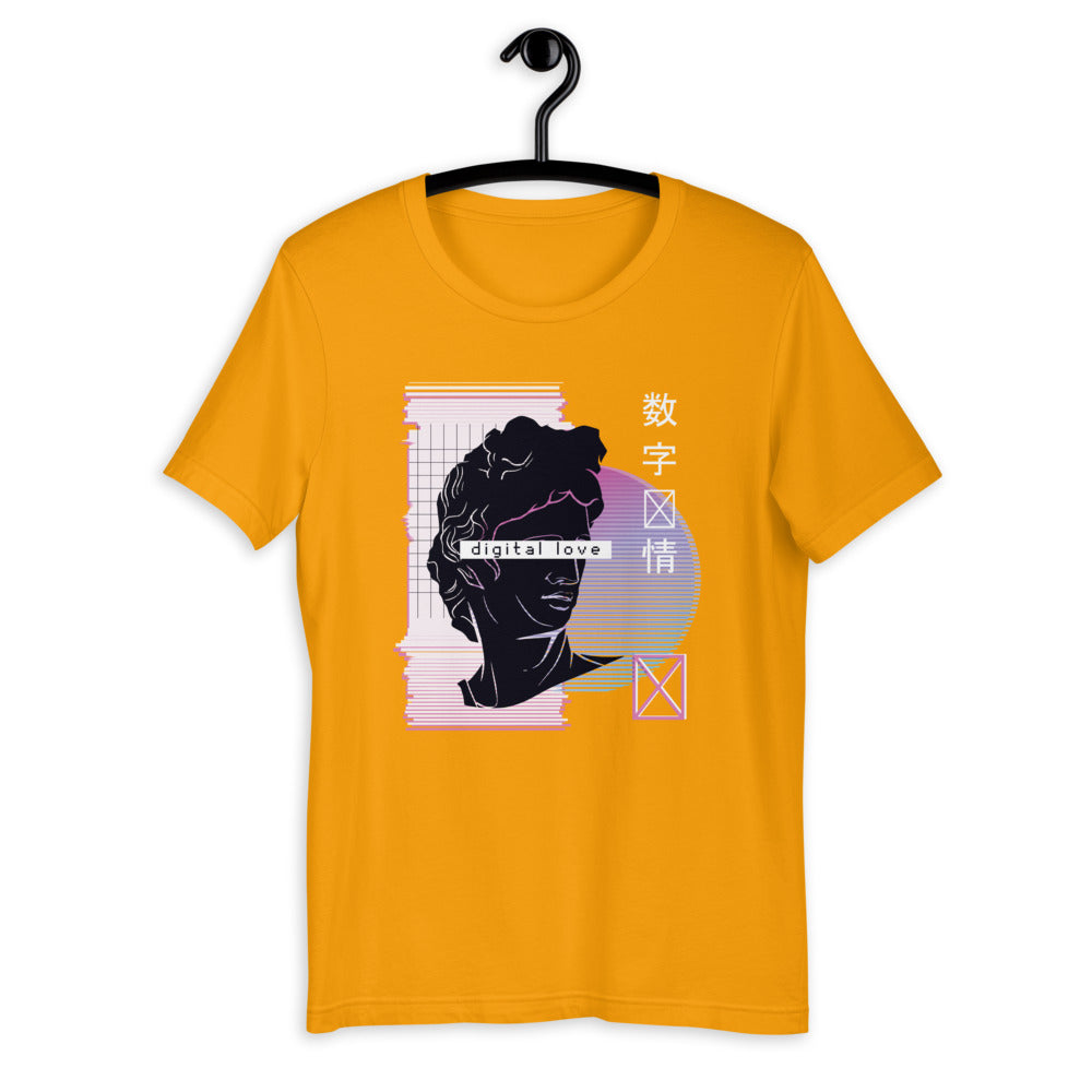 Vaporwave Digital Love Half-Sleeve Unisex T-Shirt — Gold