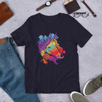Colorful Unicorn Half-Sleeve T-Shirt — Navy